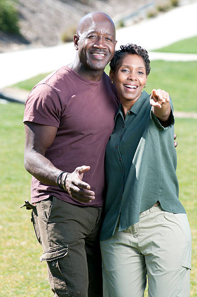 African American Couple Pointing stock photo