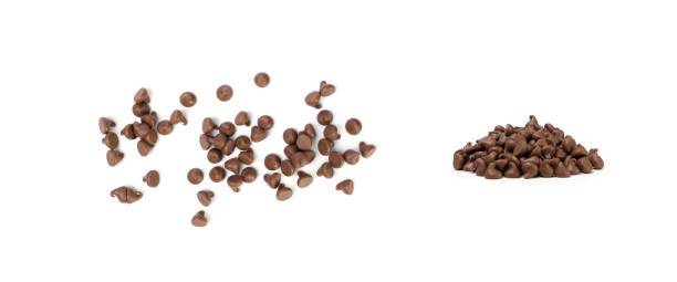 Chocolate Chips Isolated, Scattered Chocolate Sprinkles, Decorative Cocoa Drops, Cookie Decoration Ingredient