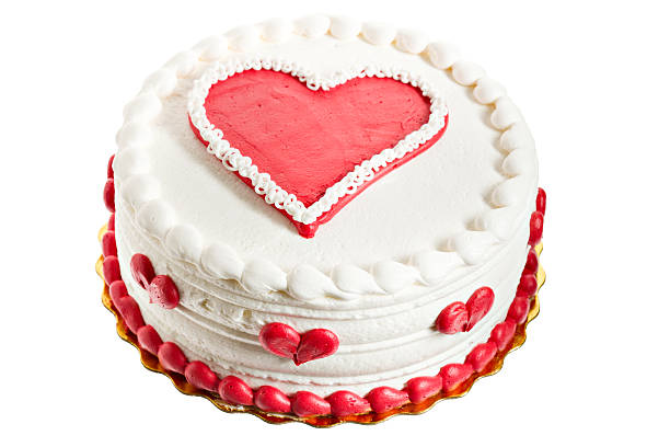 Whole Valentine Cake isolated on white.