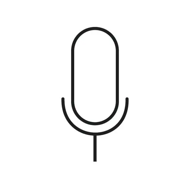 Vector illustration of Microphone outline icon. Audio voice recording symbol. Template design for video conference and chat, webinar, app, ui, ux