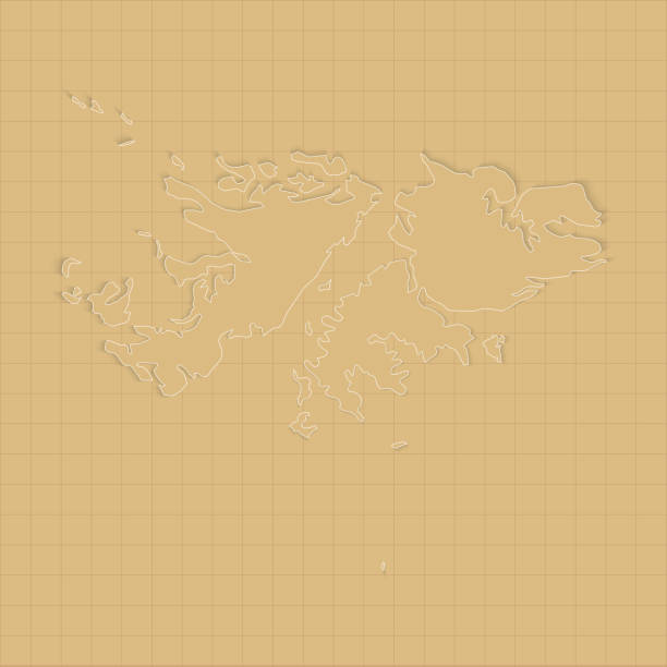 Falkland Islands Map vector template with white outline graphic sketch and old school style isolated on grid paper background. Vector illustration EPS10