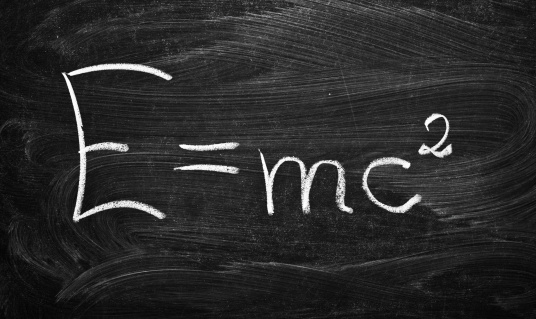 Einstein formula E=mc2 on a blackboard