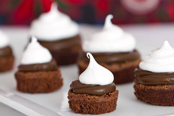 Sweet chocolate and meringue dessert stock photo