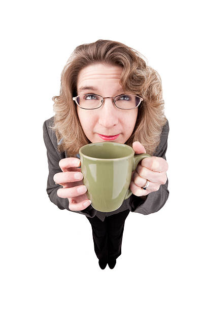 istock Fisheye Woman Smelling Coffee 183793082