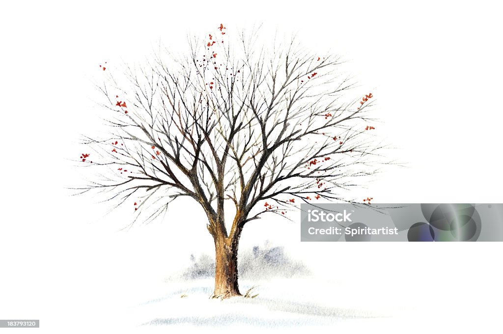 Arbre sans feuilles d'hiver - Illustration de Aquarelle libre de droits