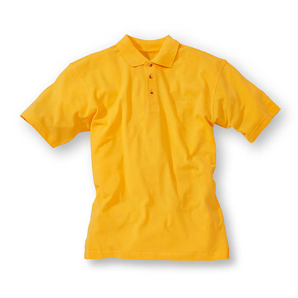 istock Yellow polo shirt on white background 183793542