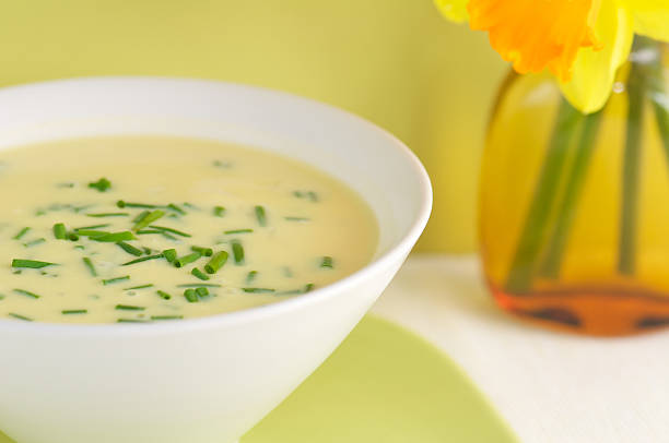istock White Bowl of Avgolemono Soup with Daffodils 183793810