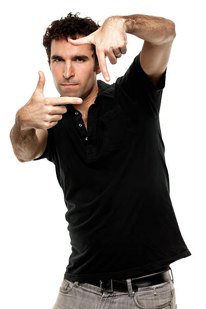 Male Portrait Portrait of a man on a white background. http://s3.amazonaws.com/drbimages/m/doncam.jpg hand cropping photos stock pictures, royalty-free photos & images