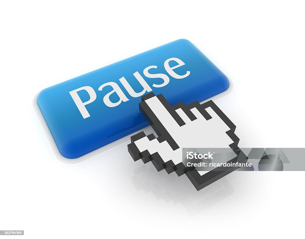 cursor de mão no botão pause (Pausa - Royalty-free Comunicação Foto de stock