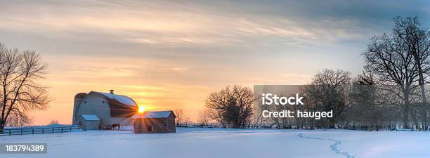 Panoramic Winter Landscape Stock Photo - Download Image Now - Winter, Farm, Snow