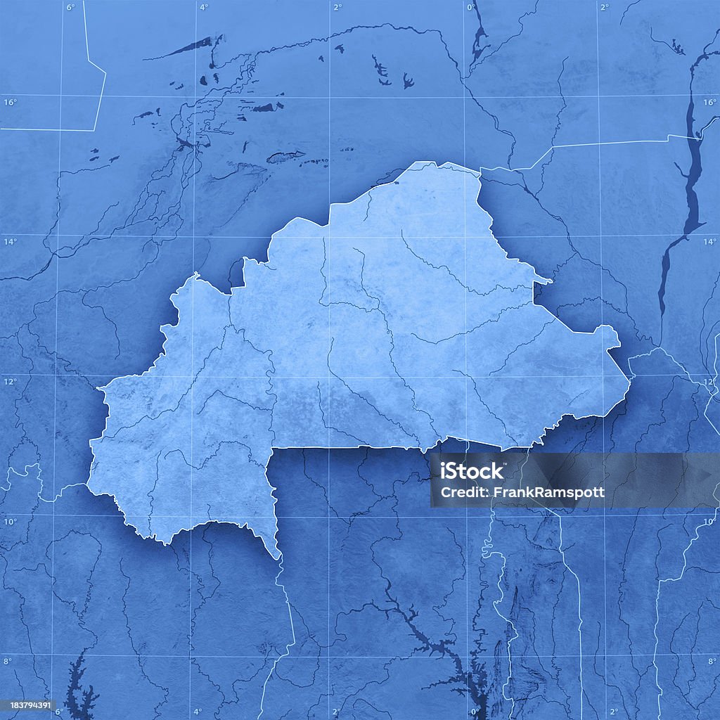 Burkina Faso Topographic Mapa - Foto de stock de Azul libre de derechos