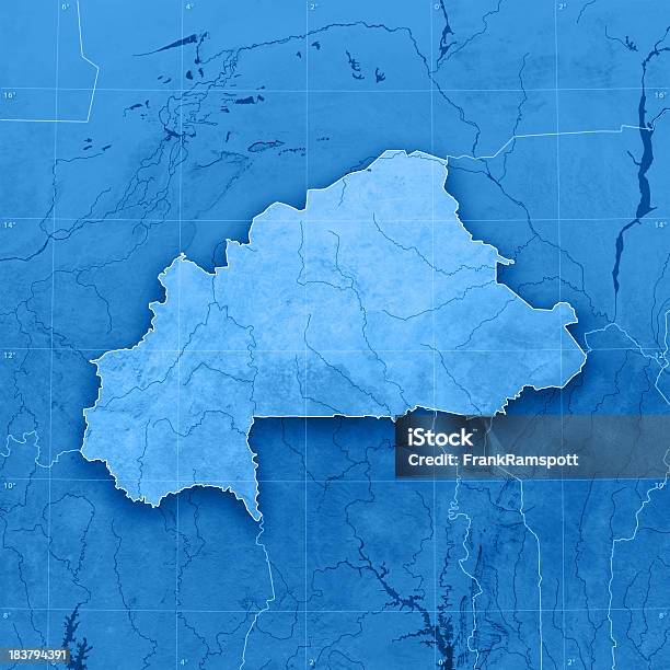 Burkina Faso Topographic Mapa Foto de stock y más banco de imágenes de Azul - Azul, Burkina Faso, Cartografía