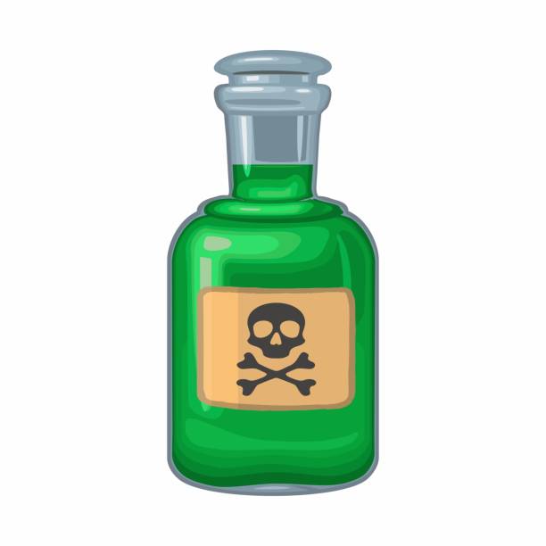 istock Vintage bottle with toxic. Skull and crossbones on craft label. Vector icon 1837950332
