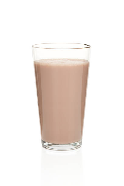 Glass of chocolate milk isolated on white. With clipping path.Please also see: