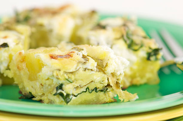 istock Close-up of Frittata Squares on Green Plate 183795521