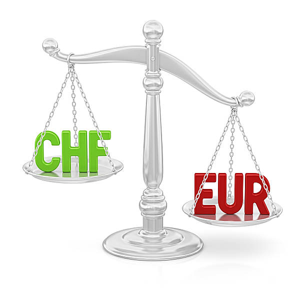 échelle de monnaie - switzerland swiss currency chf euro symbol photos et images de collection