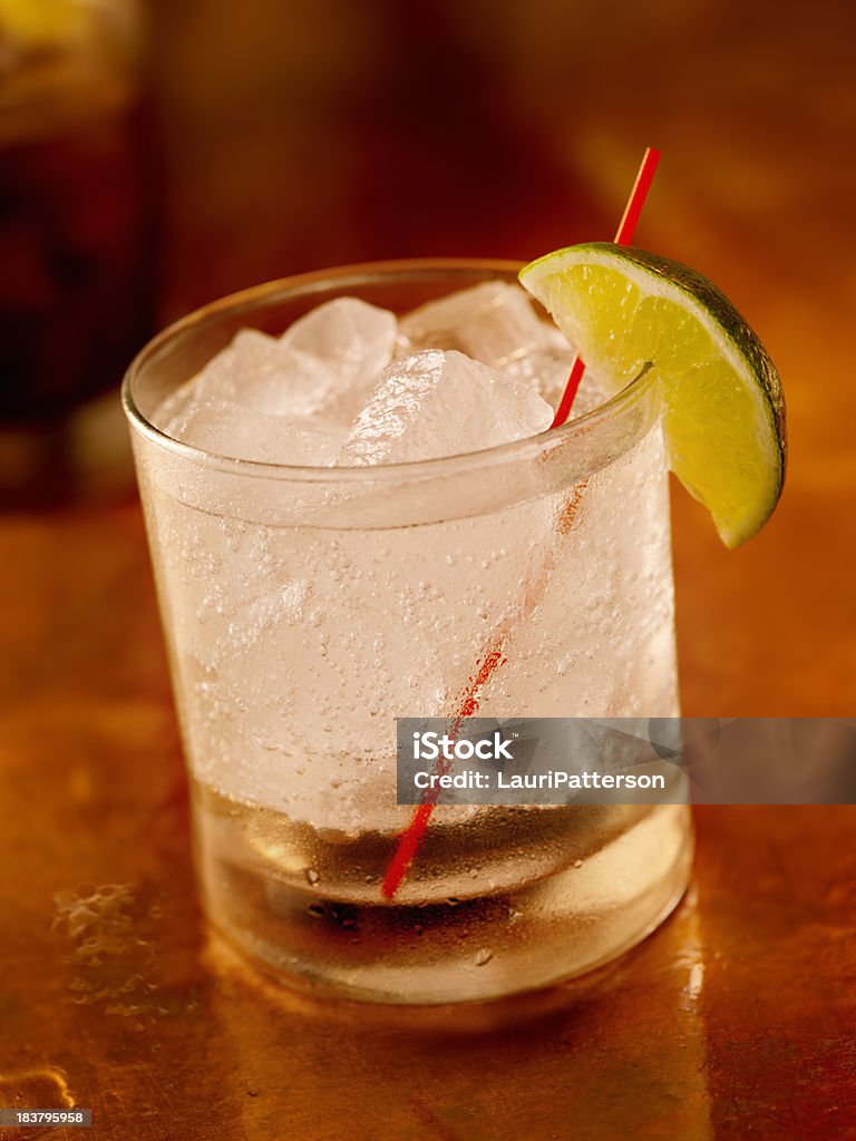 Gin and Tonic on the Rocks - Lizenzfrei Alkoholisches Getränk Stock-Foto