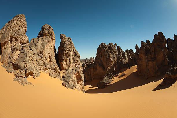 istock Rock landscape fish-eye in Libyan Sahara desert 183796025