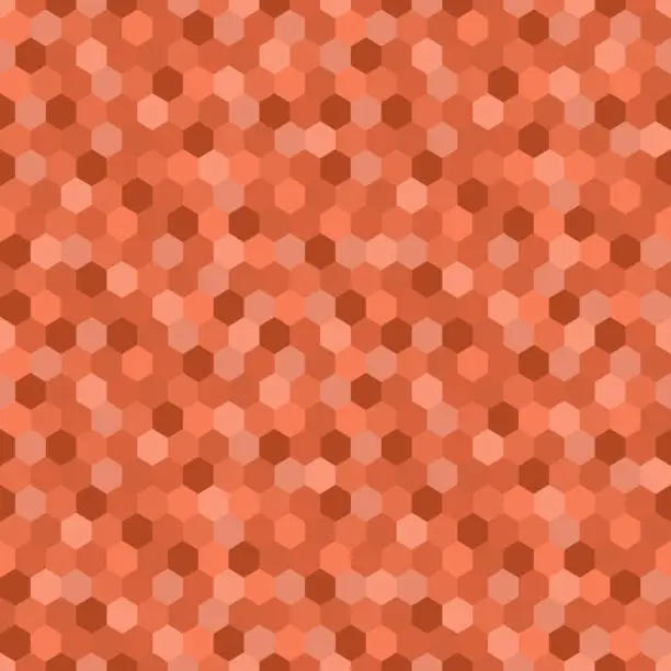 Vector illustration of Vector seamless pattern color trend 2024 peach fuzz with honeycombs