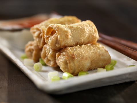 Mini Egg Rolls with Plum Sauce -Photographed on Hasselblad H3D2-39mb Camera