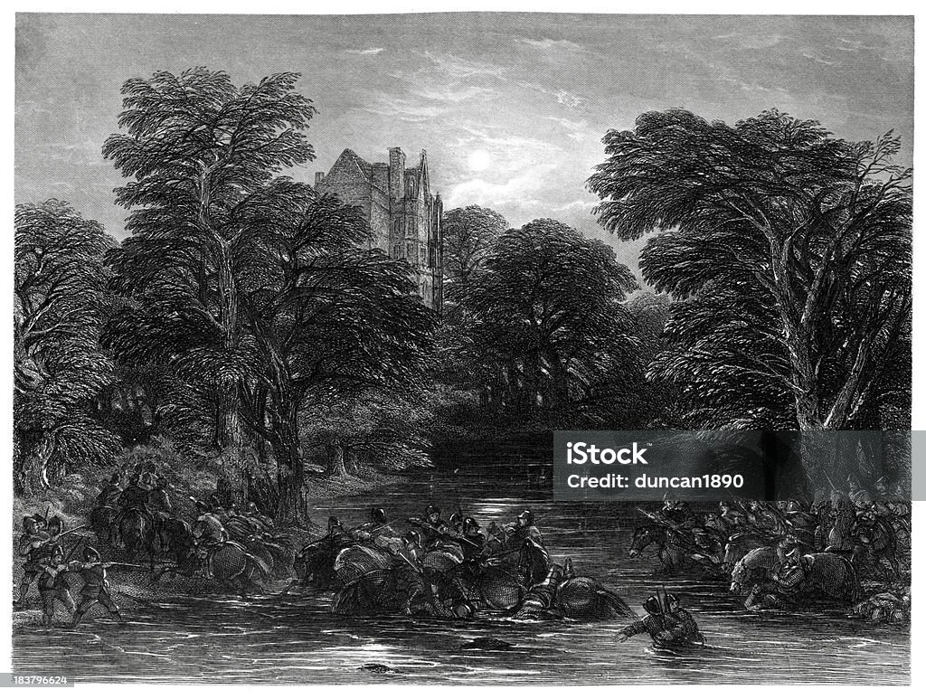 Scozzesi perseguiti dopo la battaglia di Preston - Illustrazione stock royalty-free di Antico - Vecchio stile