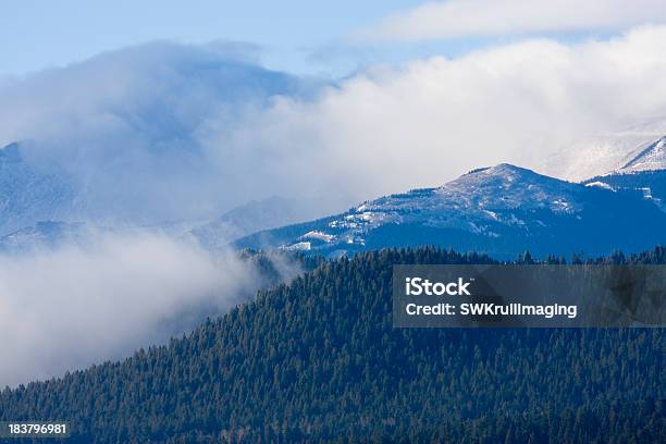 Cloudy Pikes Peak Stock Photo - Download Image Now - Colorado, Coniferous Tree, Extreme Terrain