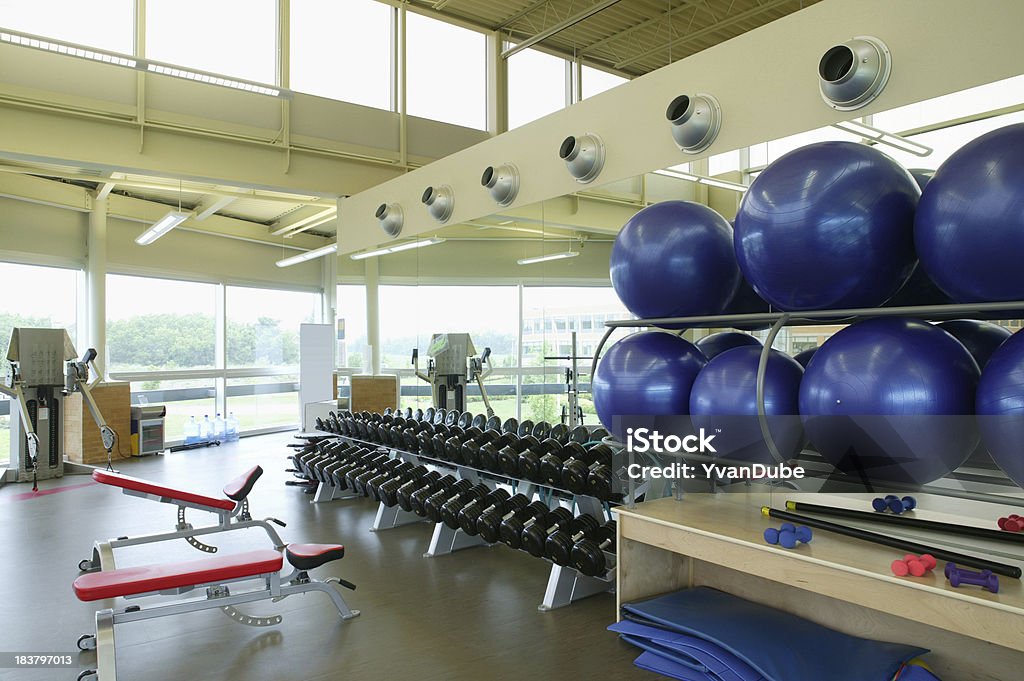 health club palestra con la palla e il peso - Foto stock royalty-free di Allenamento