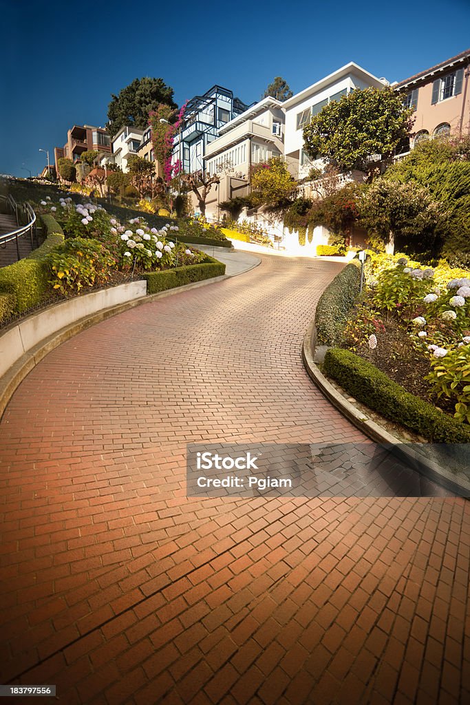USA, California, San Francisco, Car on Lombard street Winding road of famous Lombard Street San Francisco - California Stock Photo