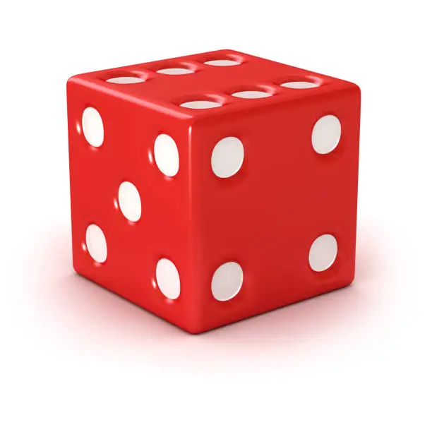 Photo of A red die showing the four and five face