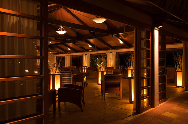 istock stylish luxury villa interior at night 183797982