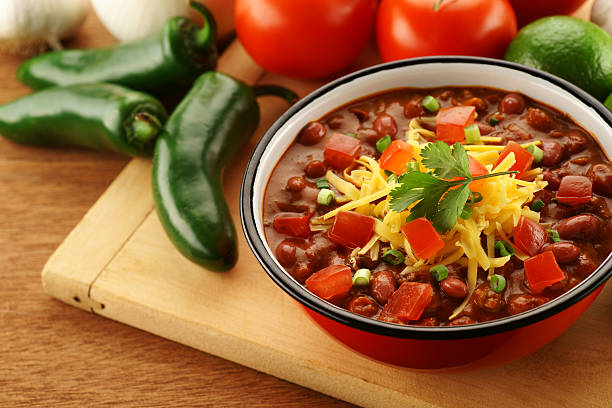 Fresh Bowl of Chili with Shredded Cheese.