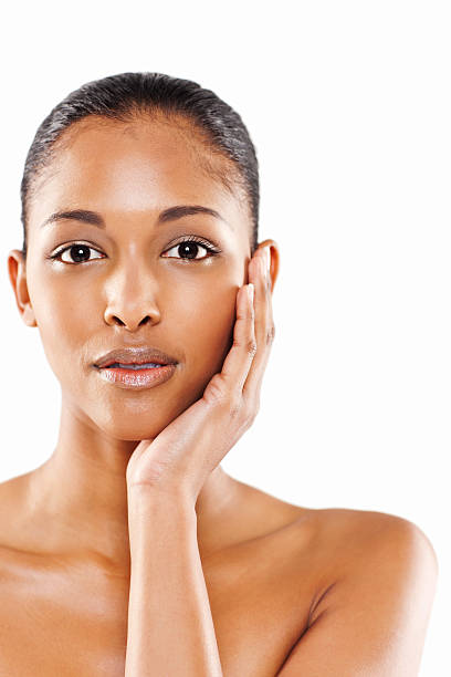 istock Attractive Young Woman Touching Her Face 183798806
