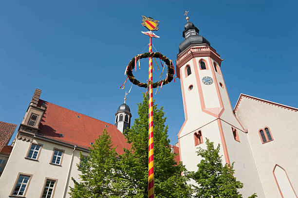 Durlach church tower with may pole "Durlach, church tower with may pole" karlsruhe durlach stock pictures, royalty-free photos & images