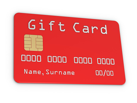3d render. Red gift card isolated on white background. 