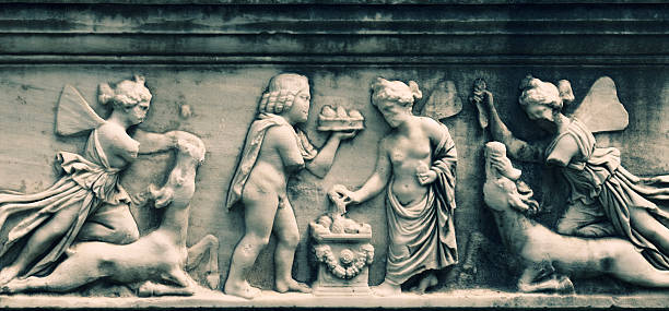 Relief sculptures on the Fontana Maggiore in Perugia, Italy, carved by Nicola and Giovanni Pisano.