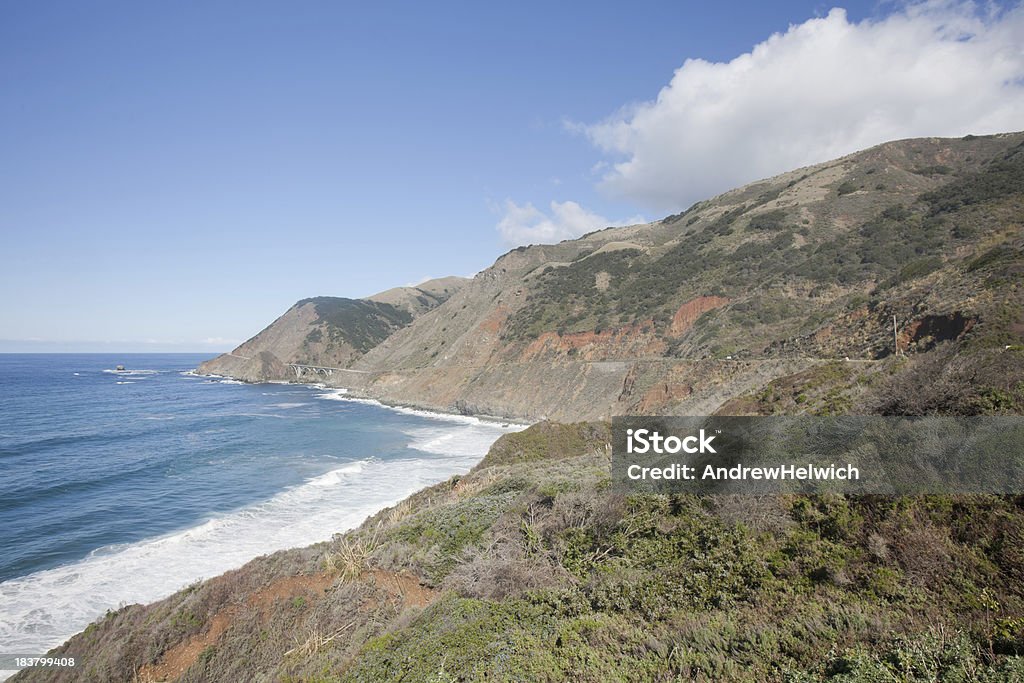 Rocky creek bridge This is a picture of the Big Sur coast with Rock Creek Bridge in the distance. Beach Stock Photo