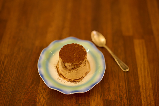 Ice cream with chocolate powder.
