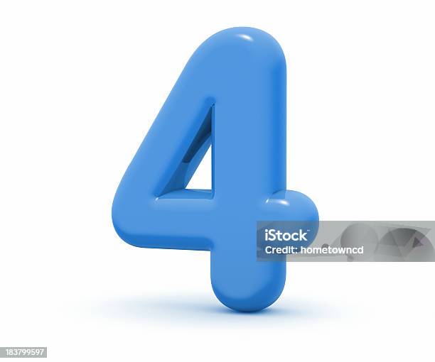 Foto de Número 4 e mais fotos de stock de Azul - Azul, Branco, Cifras Financeiras