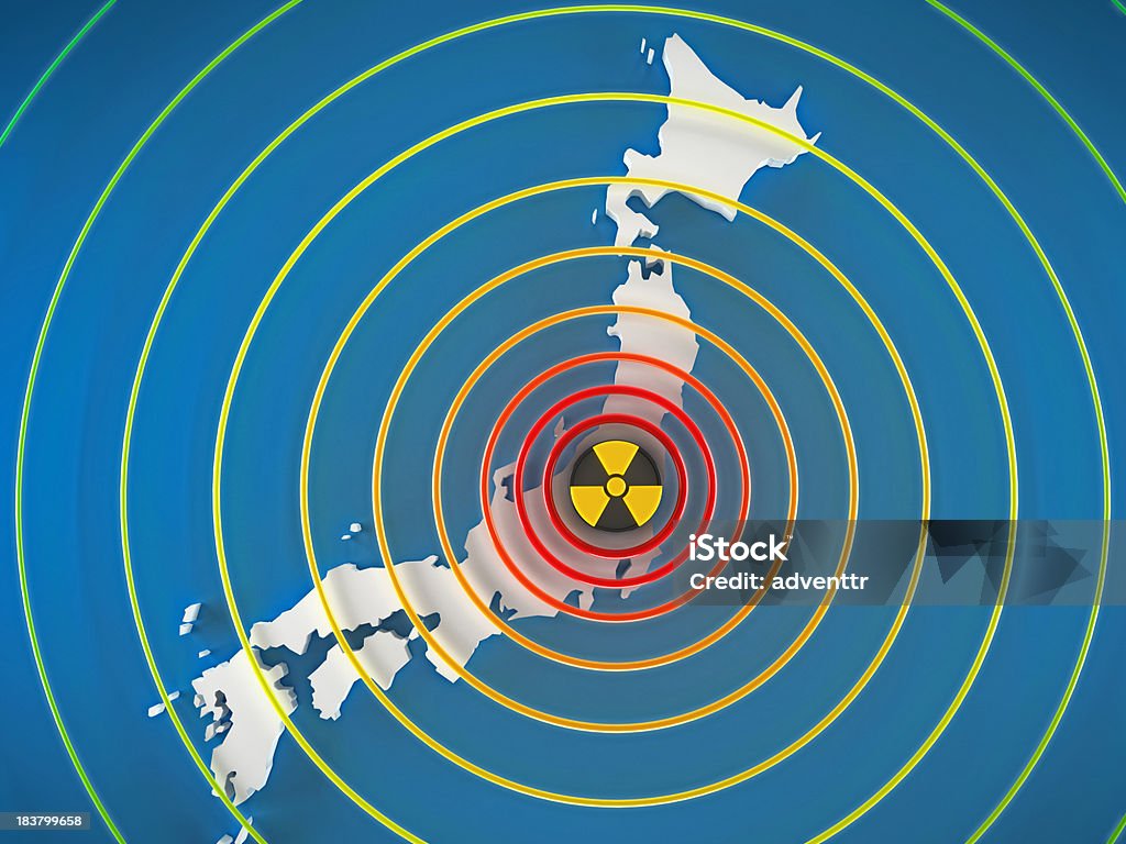 Dangerous radiation levels in Japan Concept image about dangerous radiactivity levels in Japan. The map is traced with vector design software with the reference of:http://www.lib.utexas.edu/maps/middle_east_and_asia/txu-oclc-247232986-asia_pol_2008.jpgSimilar images: Fukushima Prefecture Stock Photo