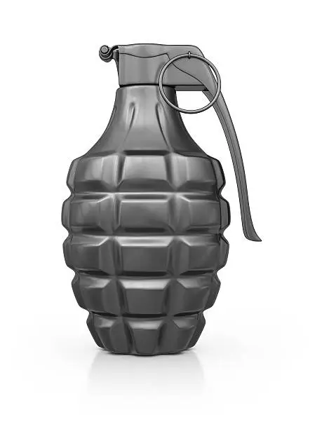 isolated black hand grenade.3d render.
