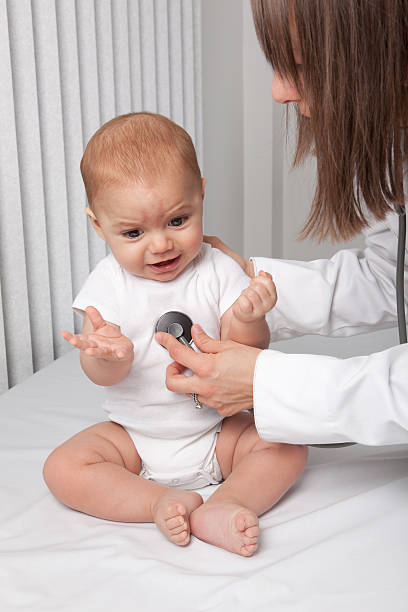 istock Pediatrician Listening To Stressed Baby's Heart 183799870