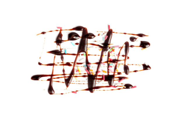 istock Chocolate Sauce Smear Isolated, Choco Sauce Drop, Cream Line, Melt Chocolate Drizzle 1838000063