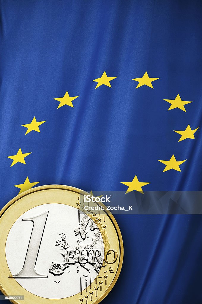 Moeda da União Europeia e a bandeira - Royalty-free Unidade Monetária Foto de stock