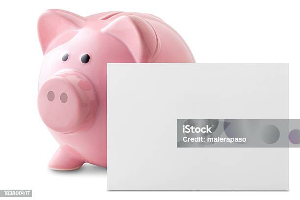 Photo libre de droit de Économies Tirelire En Forme De Cochon Avec Blank Message banque d'images et plus d'images libres de droit de Tirelire en forme de cochon