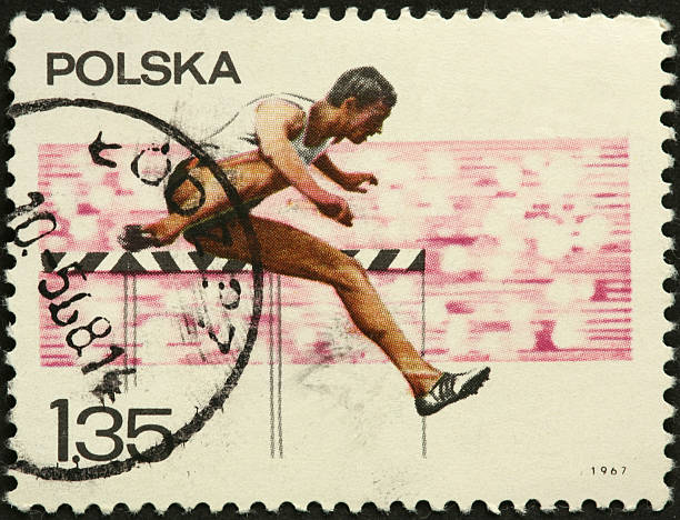 istock male high hurdler on an old Polish postage stamp 183800634