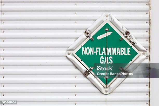 Semi Trailer Nonflammable Gas Warning Placard Stock Photo - Download Image Now - Chemical, Vehicle Trailer, Copy Space