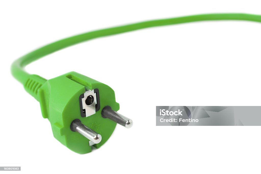 Verde, conector macho de alimentación - Foto de stock de Enchufe libre de derechos