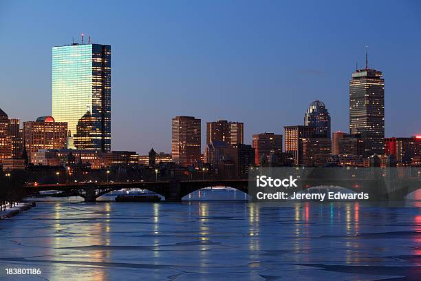 Boston Skyline Across The Charles River Stock Photo - Download Image Now - Boston - Massachusetts, Charles River, Night