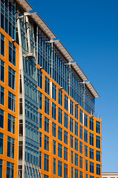 istock Colorful Modern Building Design With Brick, Metal and Glass 183802148