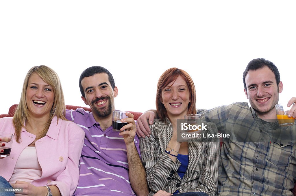 Glückliche Schüler trinken Saft auf Sofa.Copy Platz - Lizenzfrei 20-24 Jahre Stock-Foto